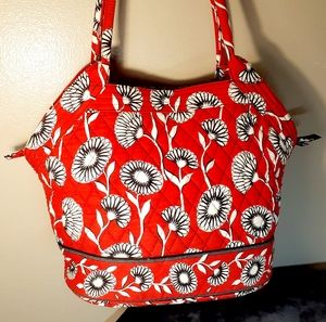 Vera Bradley Red Large Zippered Tote Shoulder Bag